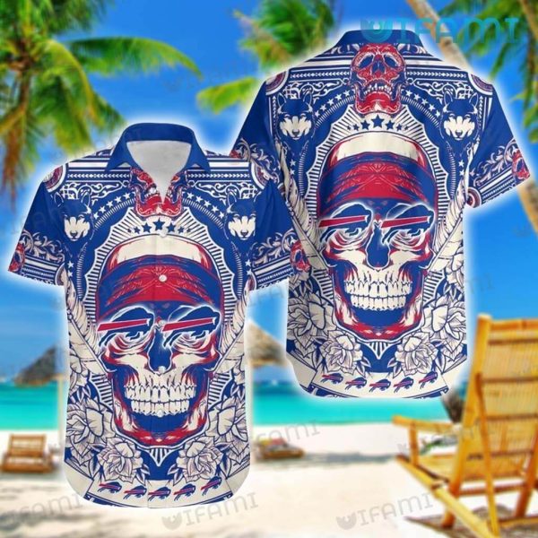 Buffalo Bills Hawaiian Shirt Pharaoh Skull Wolf Flower Buffalo Bills Gift