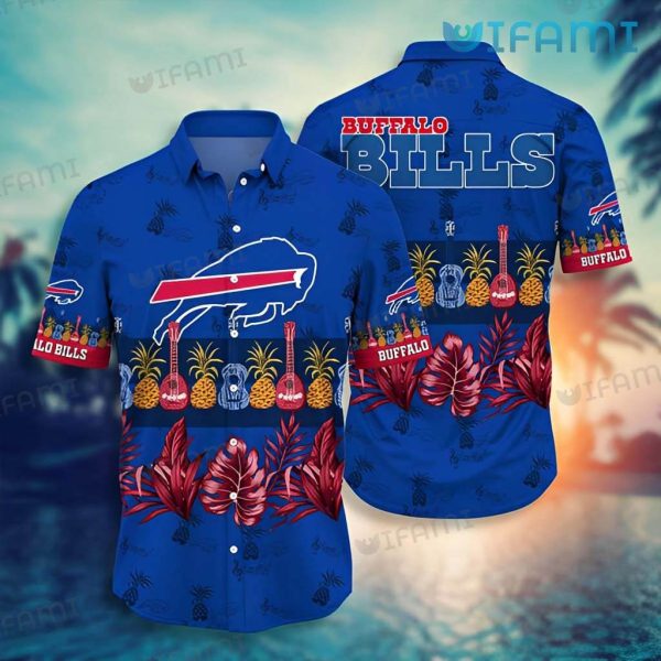Buffalo Bills Hawaiian Shirt Pineapple Guitar Tropical Palm Leaves Buffalo Bills Gift