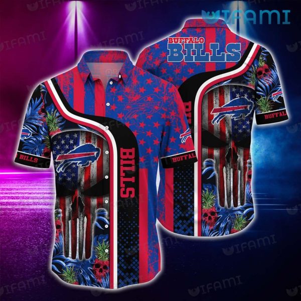 Buffalo Bills Hawaiian Shirt Punisher Skull Usa Flag Buffalo Bills Gift