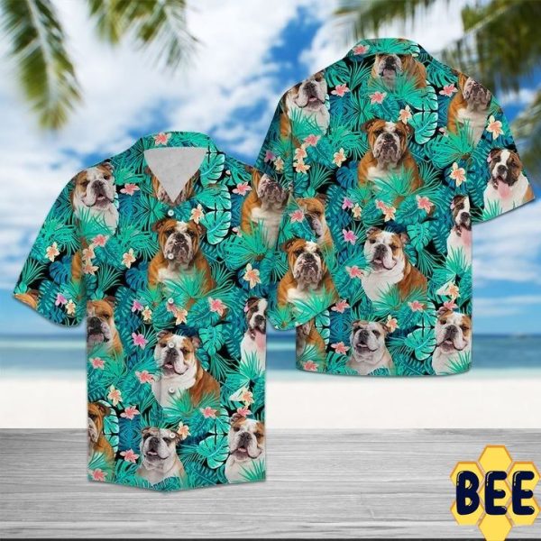 Bulldog Tropical Trending Hawaiian Shirt-1