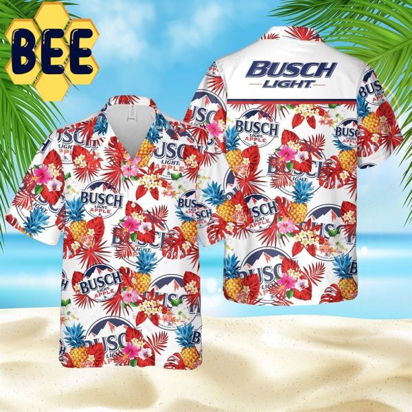 Busch Light Beer Apple Tropical Floral Hawaiian Shirt-1