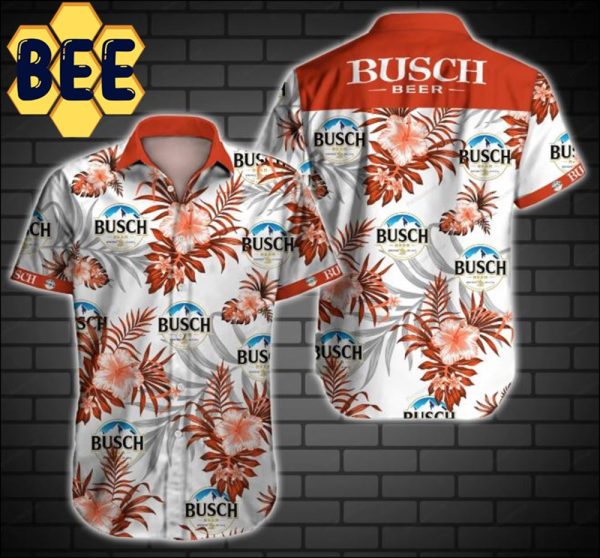 Busch Light Beer Red Floral Hawaiian Shirt-1