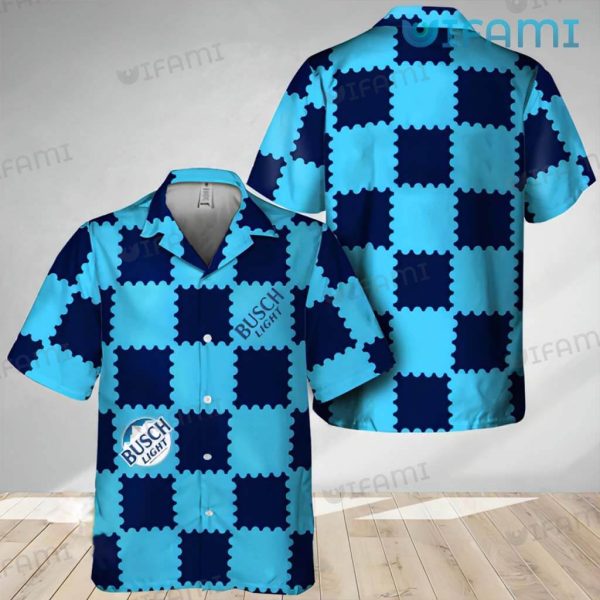 Busch Light Hawaiian Shirt Gingham Pattern Beer Lovers Gift