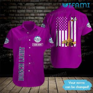 Busch Light Hawaiian Shirt Us Flag Custom Name Beer Lover Gift