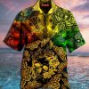 Butterfly Golden Skull Aloha Hawaiian Shirt Colorful Short Sleeve Summer Beach