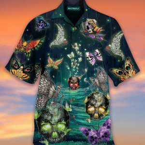 Butterfly Skull Hawaiian Shirt Pre10116-1