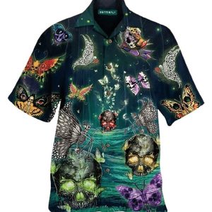 Butterfly Skull Multicolor Best Design Hawaiian Shirt