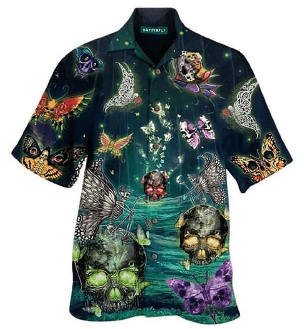 Butterfly Skull Multicolor Best Design Hawaiian Shirt