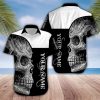 Buy Custom Name Black And White Skull Unisex Hawaiian Aloha Shirt