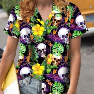 Buy Skull Purple Tropical Hawaiian Shirt-1