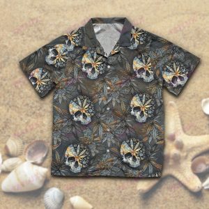 Buy Weed Skull And Weed Leaf All Over Printed Hawaiian Shirt