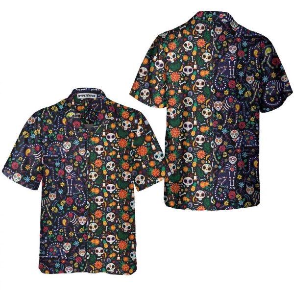 Calavera Cats And Sugar Skulls Dia De Los Muertos Hawaiian Shirt Best Day Of The Dead Gift