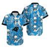 Carolina Panthers Coconut Leaves And Skulls Hawaiian Shirt For Fans-1