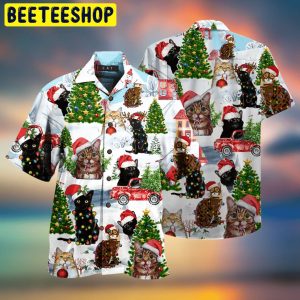 Cat Christmas Santa Trending Hawaiian Shirt-1