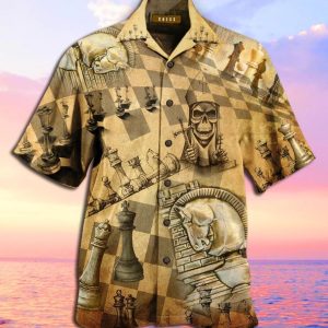Chess Skull Hawaiian Shirt Unisex Adult