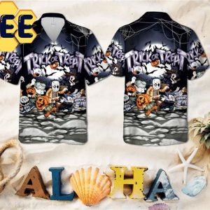 Chibi Horror Characters Halloween Hawaiian Shirt-1