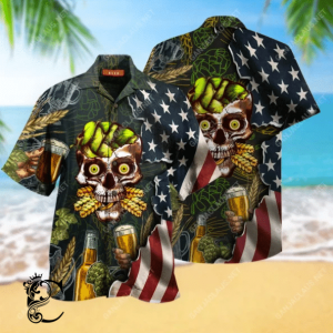 Chillicothemall Beer Skull Hawaiian Shirt-1