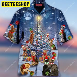 Christmas Cat Family Reunion Unisex Trending Hawaiian Shirt-1
