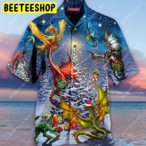 Christmas Dragon Family Reunion Unisex Trending Hawaiian Shirt-1