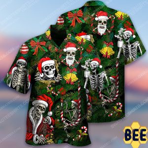 Christmas Holiday And Happy Skull Full Print Trending Hawaiian Shirt-1