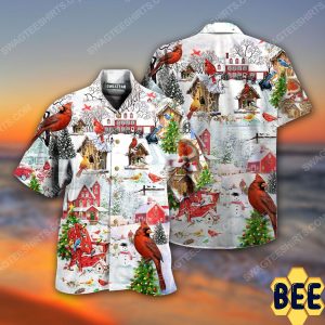 Christmas Holiday Cardinal Bird Full Print Trending Hawaiian Shirt-1