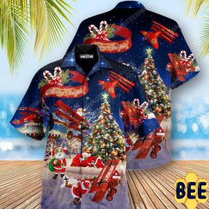 Christmas Holiday Santa Claus Riding Airplane Trending Hawaiian Shirt-1