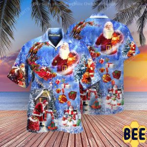 Christmas Holiday Santa Is Coming Town Full Print Trending Hawaiian Shirt-1