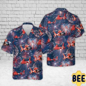 Coast Guard Eurocopter Dolphin Helicopter Firework Trending Hawaiian Shirt-1