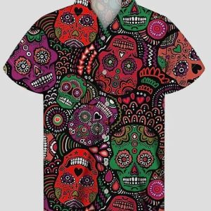 Collar Skull Multicolor Best Design Hawaiian Shirt