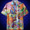 Colorful Hippie Skull Groovy Unisex Hawaiian Shirt