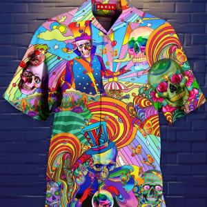 Colorful Magician Skulls Hawaiian Shirt