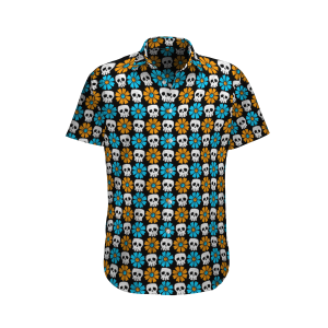 Colorful Skull Flowers Hawaiian Shirt-1