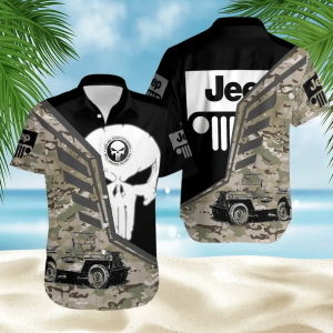 Cool Jeep Skull Camo Pattern Unisex Hawaiian Shirts