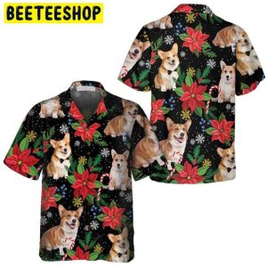 Corgi With Christmas Plants Trending Hawaiian Shirt-1