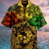 Cover Your Body With Amazing Golden Skull And Colorful Butterfly Hawaiian Unisex Shirts