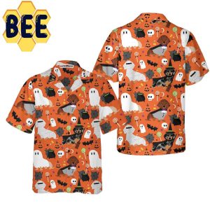 Cute Dachshunds On Halloween Hawaiian Shirt-1