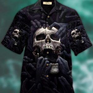 Dark Skull Hawaiian Shirt Colorful Short Sleeve Summer Beach Casual Shirt For Men And Women