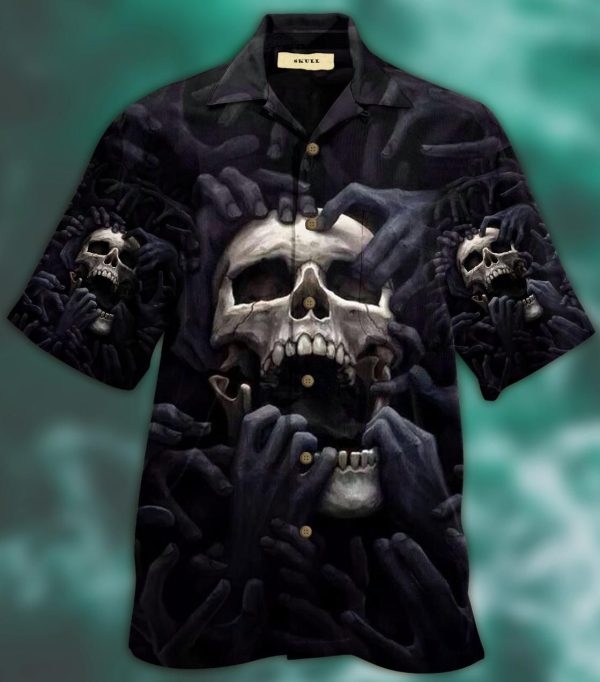 Dark Skull Hawaiian Shirt Colorful Short Sleeve Summer Beach Casual Shirt For Men And Women