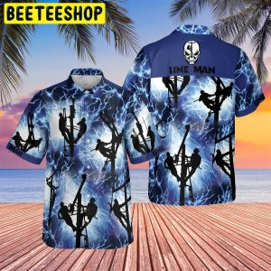 Design Lineman Red Thunder Storm Trending Hawaiian Shirt-1