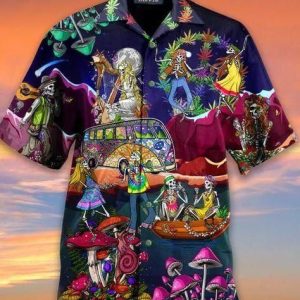 Dont Worry Be Hippie Skull Aloha Hawaiian Shirt Colorful Short Sleeve Summer Beach