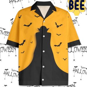 Dracula Black And Yellow Halloween Hawaiian Shirts-1