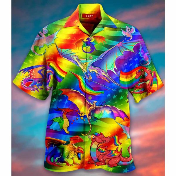 Dragon Rainbow Hawaiian Shirt For Pride Month History Gift For Gay Man Lesbian Pride Gift