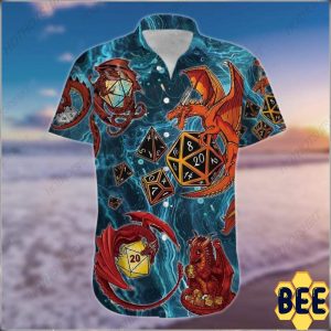 Dungeons Dragon Playing Dice Blue Trending Hawaiian Shirt-1