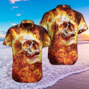 Fire Skull Hawaii Shirts Hawaiian Shirt For Men Hawaiian Shirt