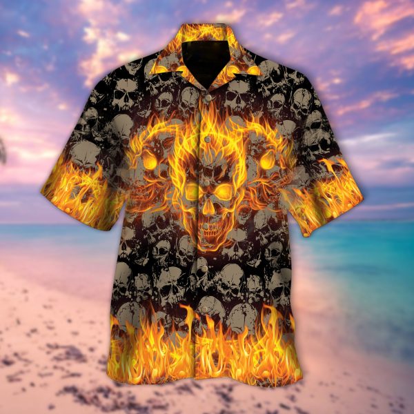 Fire Skull Hawaiian Shirt – Kv135-1