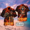 Firefighter Skull And Flag Custom Hawaiian Shirt