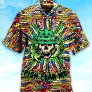 Fishing Skull Fish Fear Me Hawaiian Shirt Unisex Adult