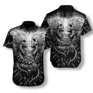 Flaming Lava Skull Hawaiian Shirt Unisex Adult