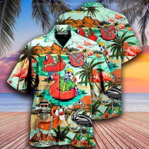 Flamingo Skull In Hawaii Edition – Hawaiian Shirt