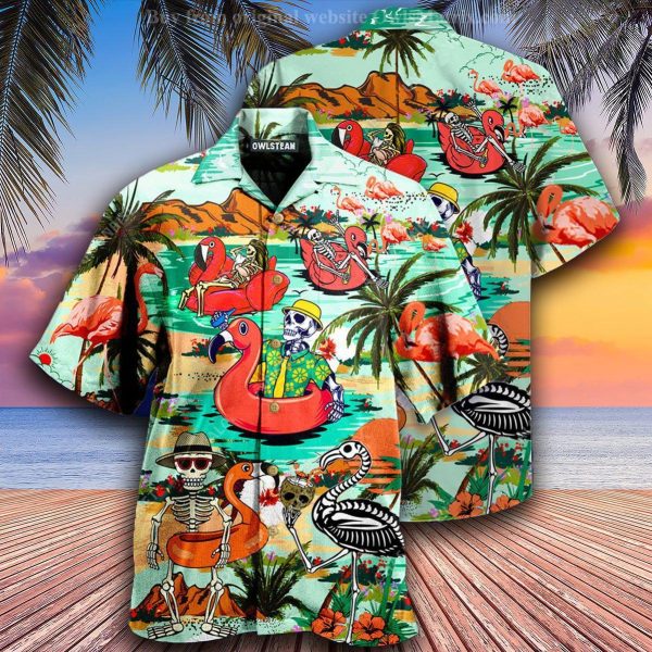 Flamingo Skull In Hawaii Edition – Hawaiian Shirt